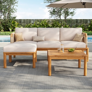Christopher Knight Home - Emerson 3-Piece Acacia Wood and Rope Patio Sofa Set for Outdoor Comfort