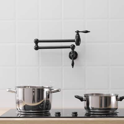 Wall-Mounted Pot Filler Faucet with Dual Handles and 25.2" Extension
