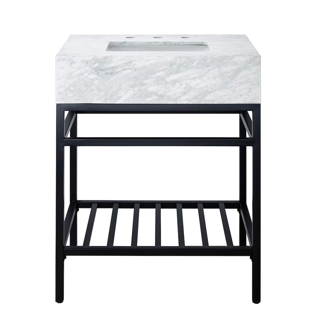 TEHOME Kliti 26'' Free-standing Single Bathroom Vanity with Carrara Marble Vanity Top - 26" x 18"