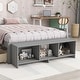 preview thumbnail 4 of 16, Full Size Platform Bed with Bed-end Storage Case & 2 Storage Drawers, Wooden Storage Bed Frame for Children Teens Adults Bedroom