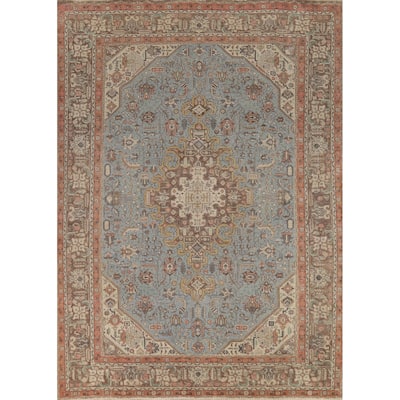 Geometric Blue Tabriz Persian Rug Hand-Knotted Traditional Wool Carpet - 8'3"x 11'2"