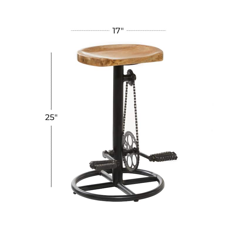 Brown Metal Bike Counter Stool with Pedals