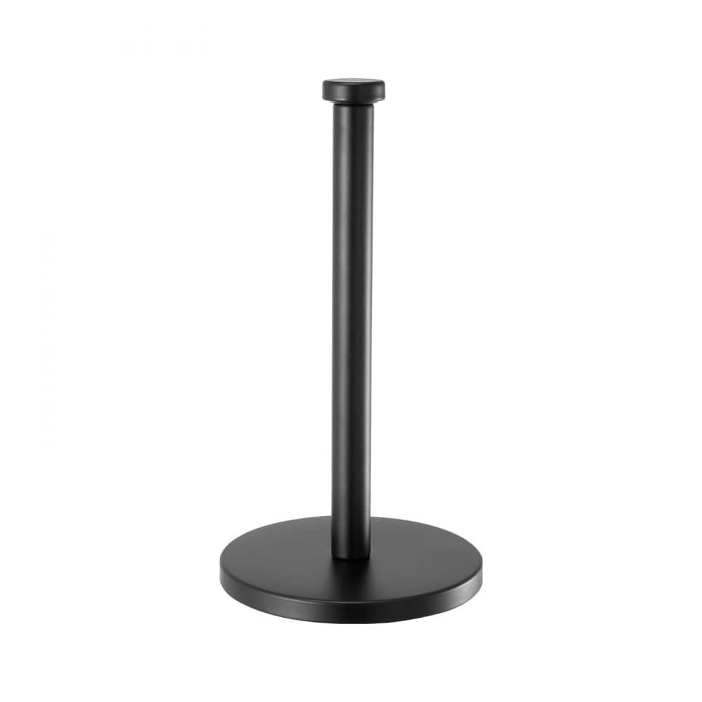 Black Stainless Steel Paper Towel Holder for Countertop with Suction Cups and Weighted Base - 6.7” x 6.7” x 12.6”
