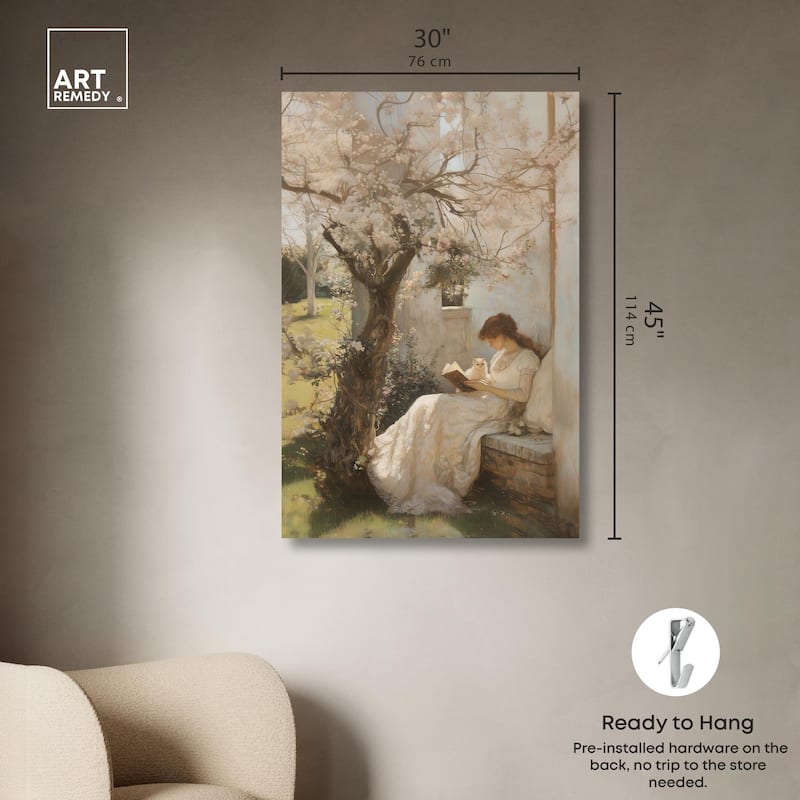 Reading With Her Cat Canvas by Art Remedy, Gallery Wrapped
