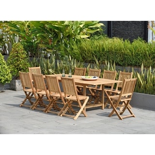11pc Solid Teak Outdoor Patio Dining Set
