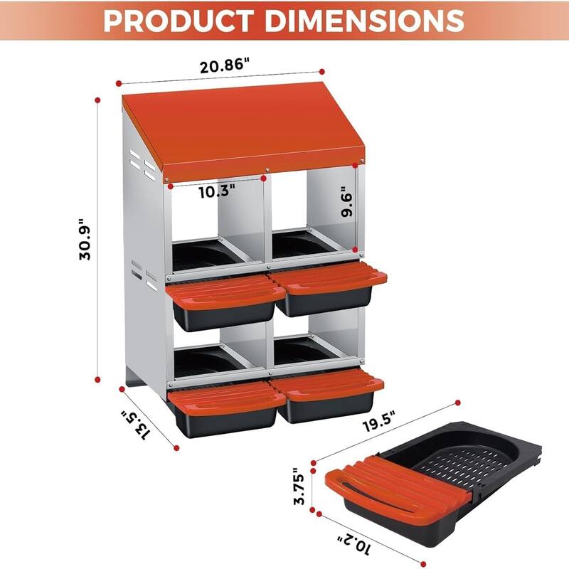 Roll-Away Nesting Boxes for Chickens Coop with Perch