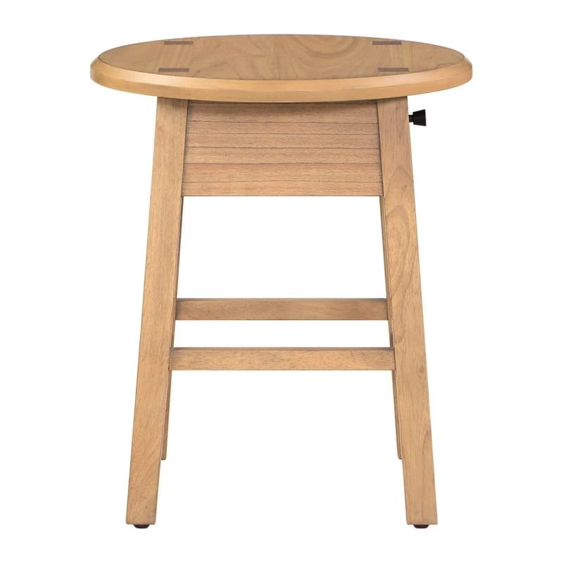Mid-Century Woven Side Table with Storage & Brass Handles