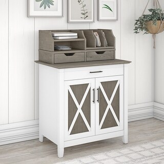 The Gray Barn Hatfield Secretary Desk with Desktop Organizers (Shiplap Gray/Pure White)