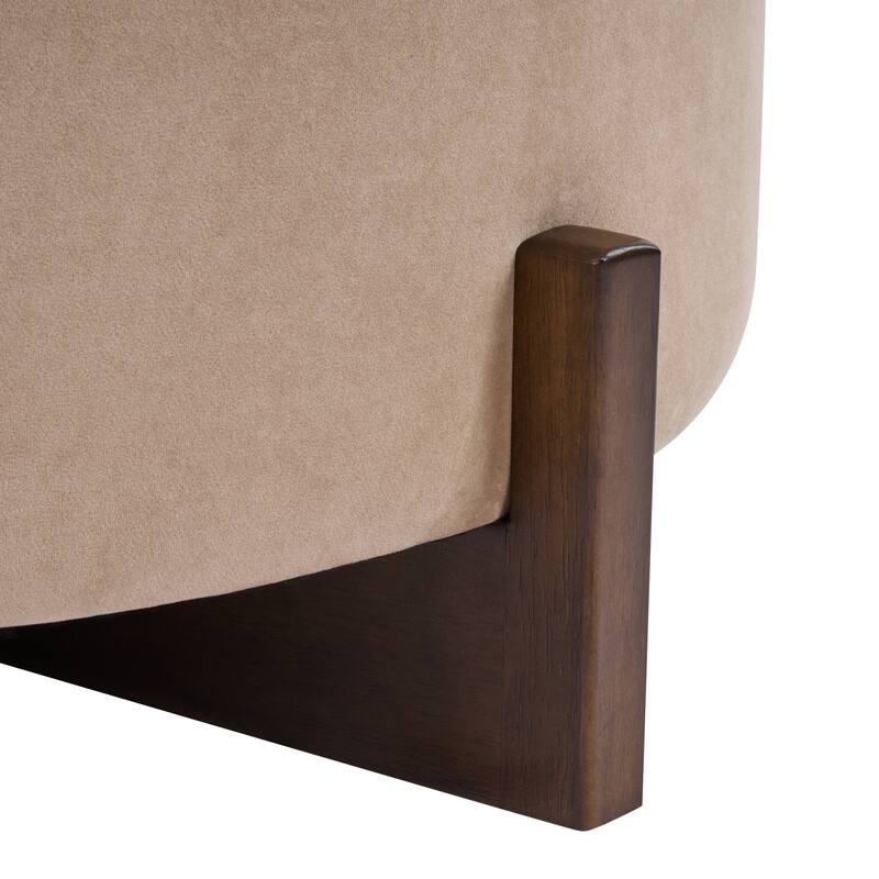 Christopher Knight Home - Mollet Mid-Century 32.28" Upholstered Tufted Round Hidden Storage Ottoman with Reversible Wood Lid