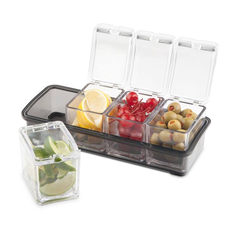 Final Touch 5 Piece Bar Caddy for Bar Garnishes - 10 x 4 x 3.1 inch - 10 x 4 x 3.1 inch
