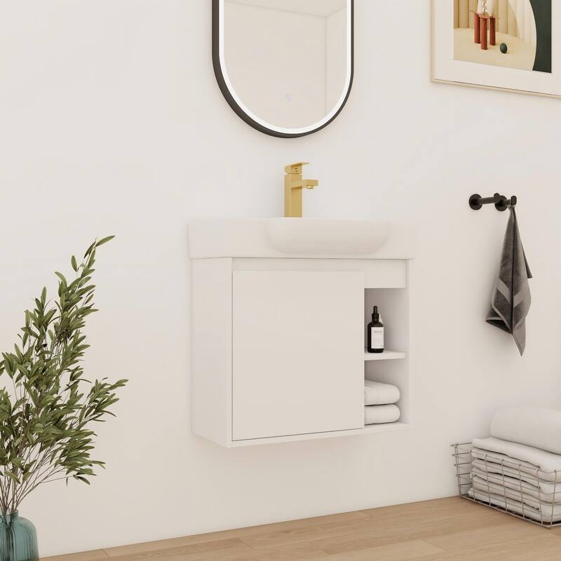 Bathroom Vanity With Sink In 24/28 Inch, Floating Bathroom Vanity With Soft Close Door