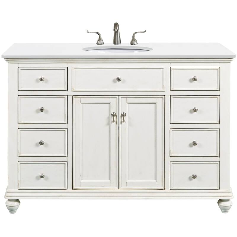 Elegant Lighting VF12348-VW Otto 48" Free Standing Single Basin Vanity - Antique White - Antique