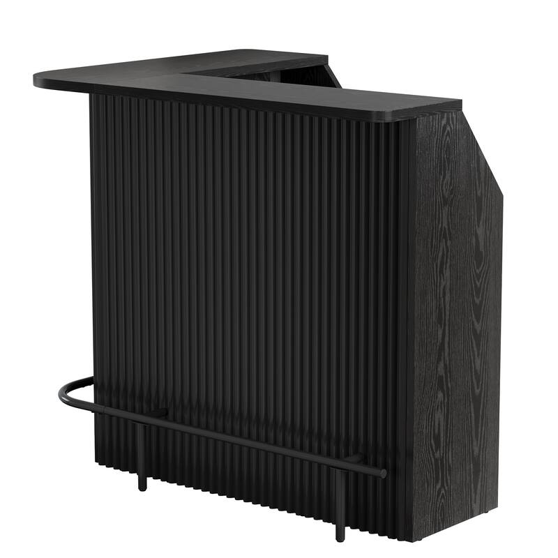 Bar Table, Home Bar Unit with Footrest, Counter Height Pub Table with Storage Shelves for Basement, Living Room, Dining Room