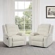 preview thumbnail 84 of 101, Overstuffed Cotton Corduroy Manual Pushback Recliner with Wide Armrest Beige Corduroy/2-Piece