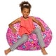 preview thumbnail 59 of 193, Kids Bean Bag Chair, Big Comfy Chair - Machine Washable Cover 38 Inch Large - Canvas Multi-colored Hearts on Pink