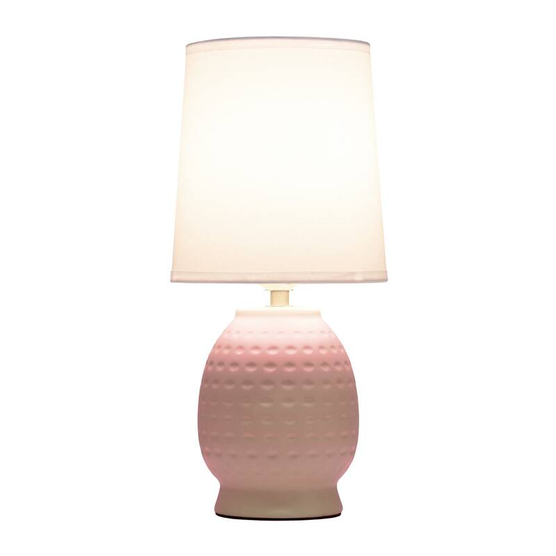 Petite Dimpled Ceramic Table Lamp with Tapered Shade - 12.5" - Pink