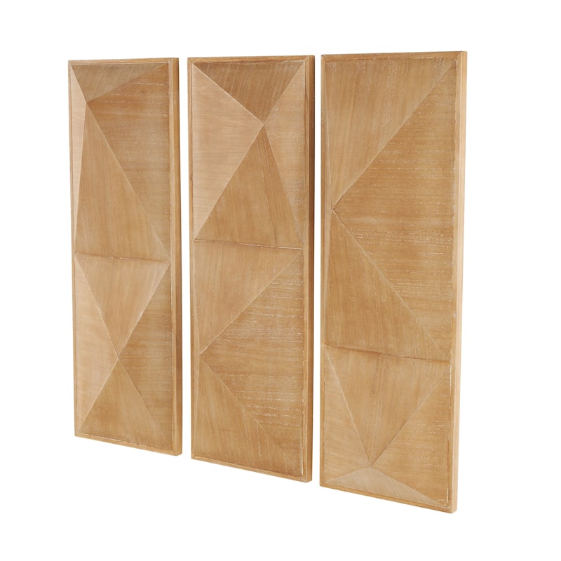 Wood Geometric 3D Home Wall Decor - Set of 3 Brown - Roche River Decor
