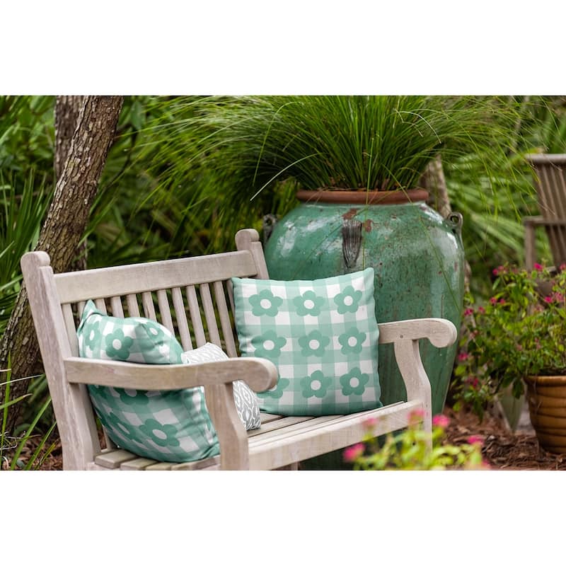 Flowers on Gingham Decorative Throw Pillow