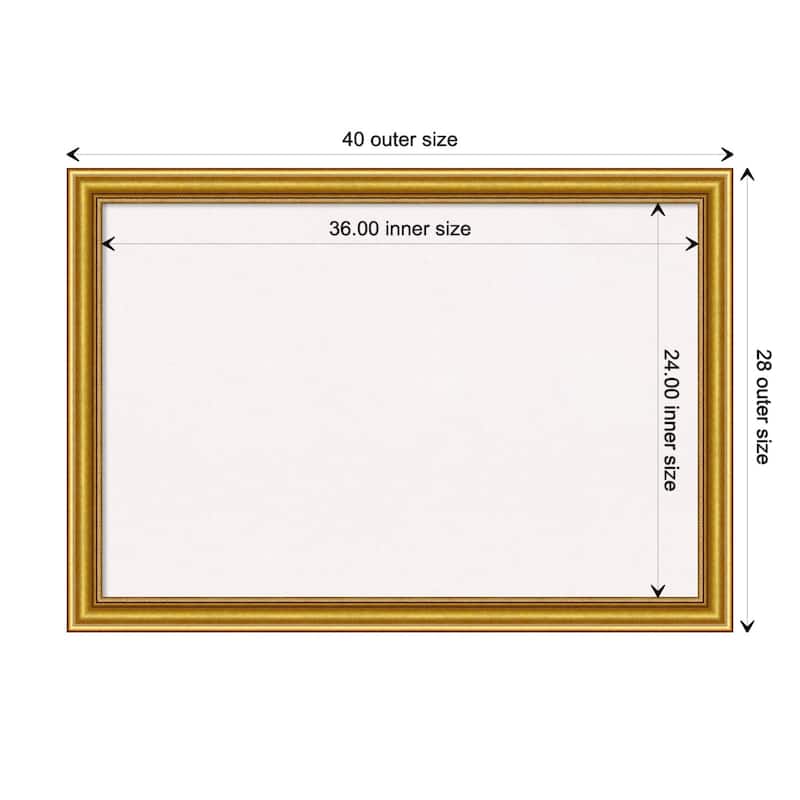 Townhouse Gold Wood Framed White Corkboard Bulletin Board - Board Size 36x24