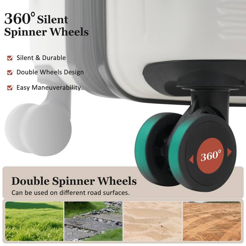 Luggage Sets 5 Piece with Half-opening, Hardside Carry On Suitcase Set with Double Spinner Wheel, with USB Port,TSA Locks