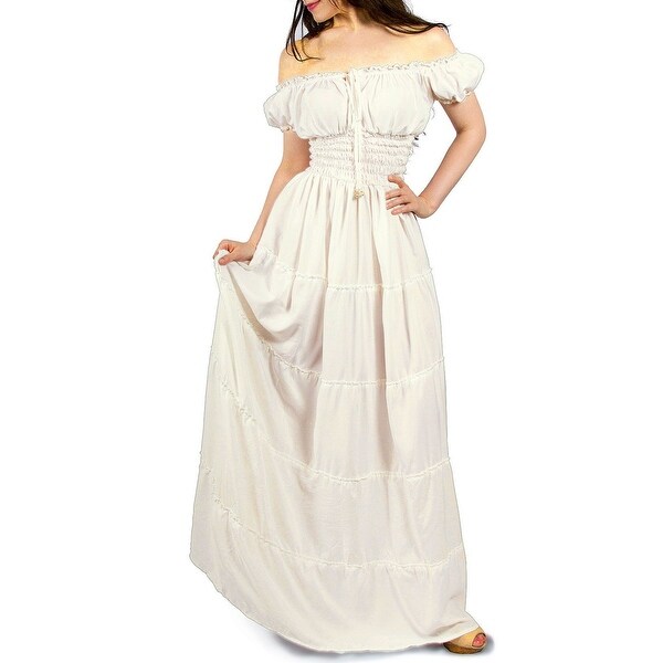 white maxi peasant dress