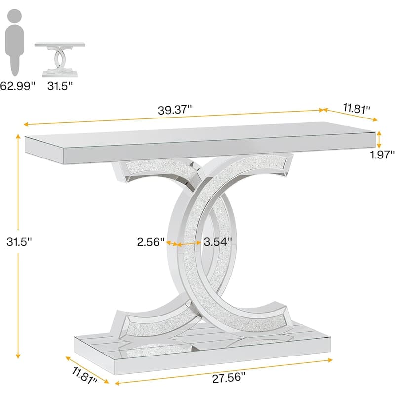 Console Table, Entryway Table with Geometric Legs, Sofa Table - 11.81"D x 39.37"W x 31.49"H