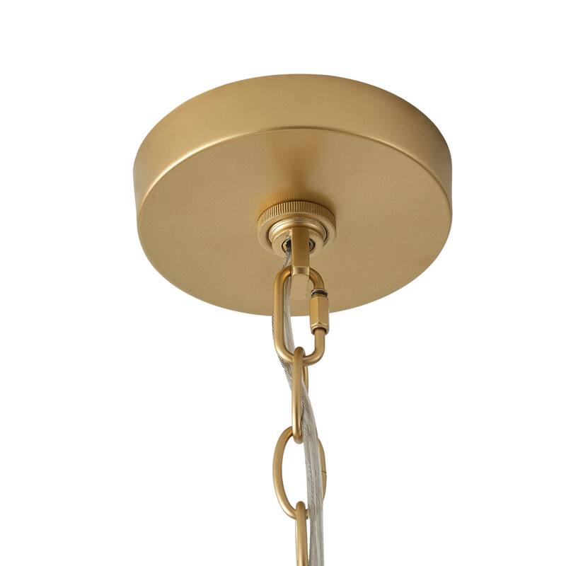 Vintage Gold 6-Light Geometric Handwoven Rattan Pendant Light Fixture