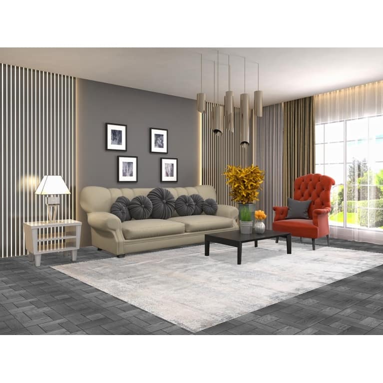 All-Over Abstract Modern Area Rug Handmade Wool Carpet - 6'6" x 9'10"