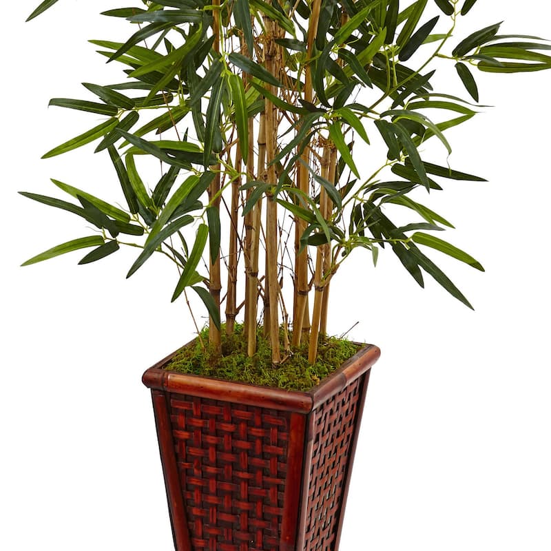 Bamboo Artificial Tree with Planter - 4.5ft Faux Tree Decor - Realistic Indoor Outdoor Plant for Home Office