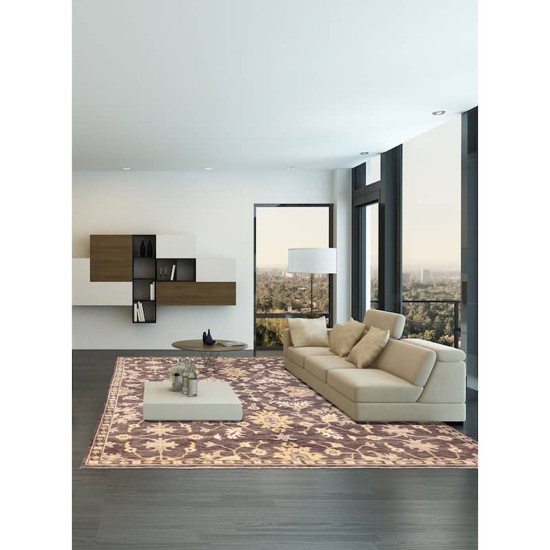 ECARPETGALLERY Hand-knotted Royal Oushak Dark Grey Wool Rug - 9'11 x 13'11