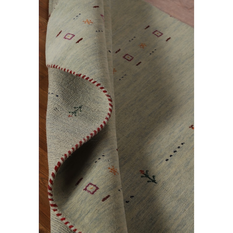 Hand Knotted Oriental 100% Wool Carpet Tribal Animal Pictorial Green Gabbeh Area Rug - 5' 10'' X 3' 11''