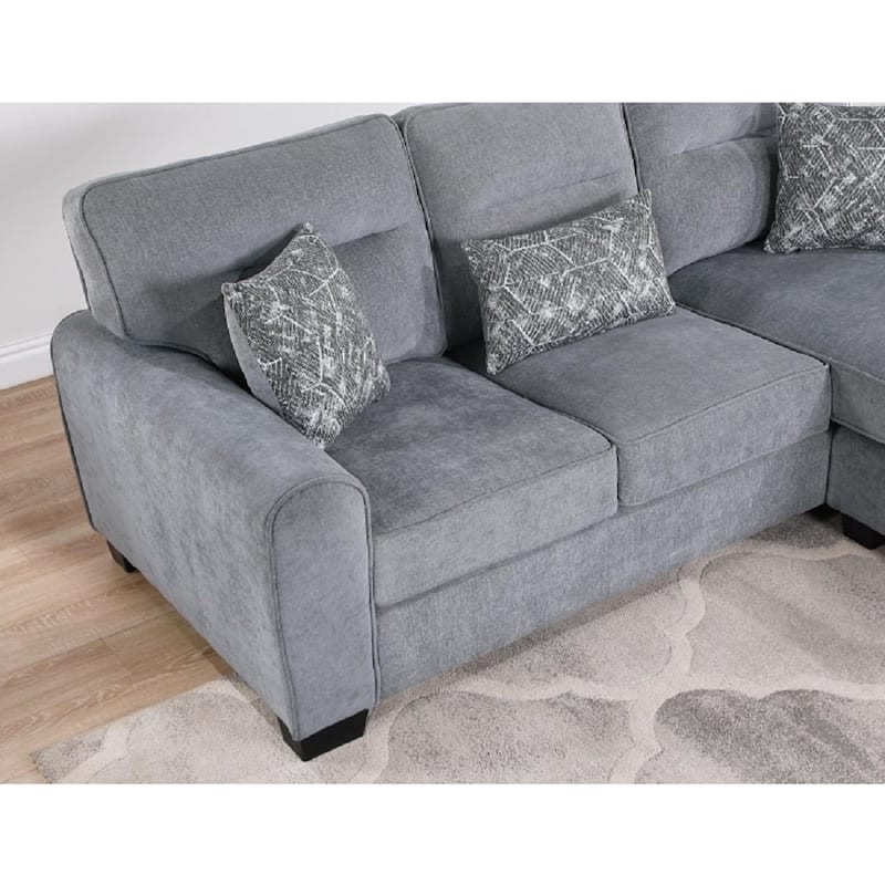 Living Room Sectional Sofa w/ Pillows, L-Shape Reversible Chaise Couch