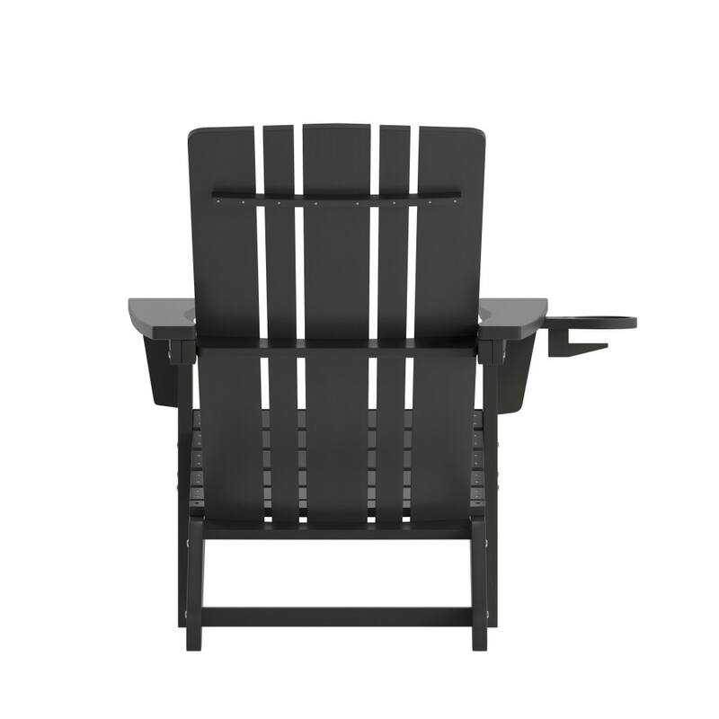 Set of 4 Commercial All-Weather Adirondack Chairs with Cupholders