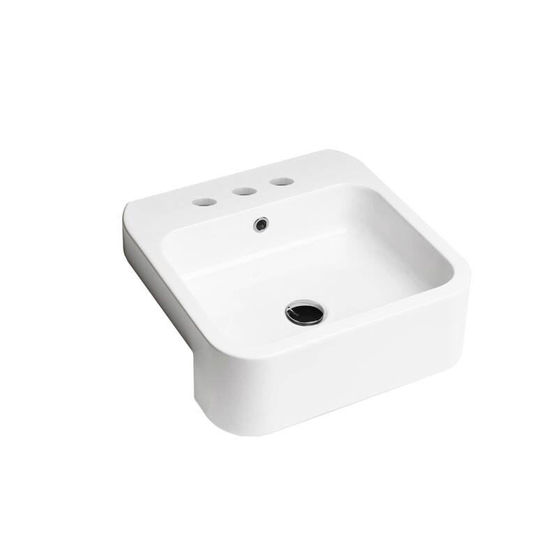 WS Bath Collections Cosa 18-7/8" Square Ceramic Vessel Bathroom Sink - Gloss White
