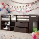 preview thumbnail 20 of 55, Twin size Loft Bed with Two Shelves and Two drawers, Antique White Espresso