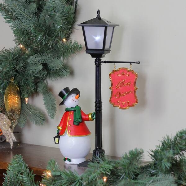 Shop 14 5 Mini Pre Lit Street Lamp And Snowman Christmas Table