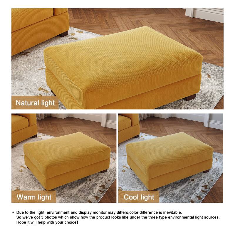 Modern Rectangle Oversized Stripe Corduroy Ottoman