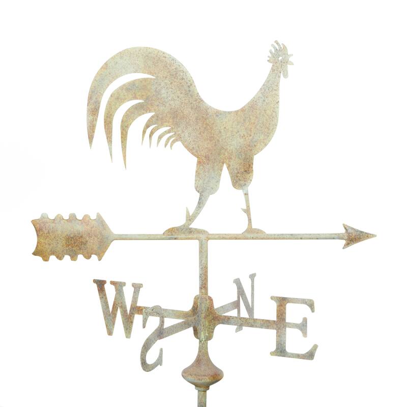 Metal Rooster Indoor Outdoor Weather Vane Garden Sculpture - White - Roche River Decor