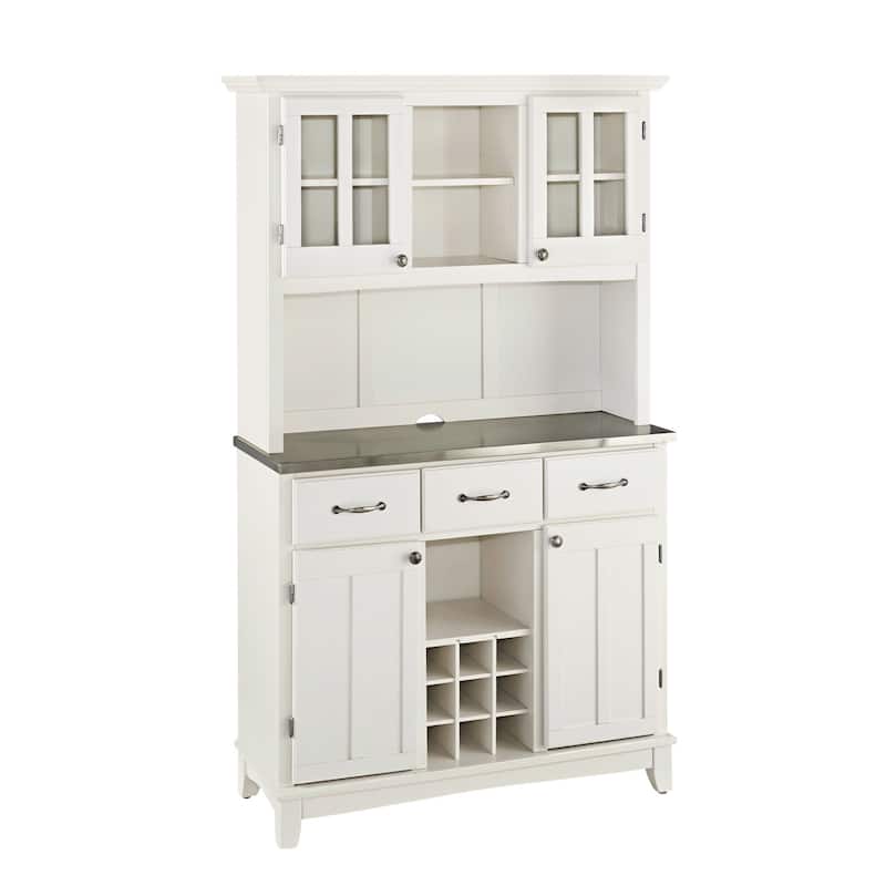 Homestyles Buffet Of Buffets Off-White Wood Buffet with Hutch - 44" x 17" x 72"