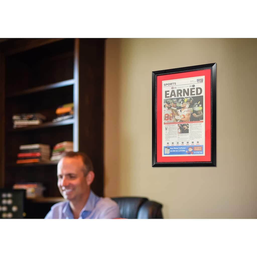 Ohio State Buckeyes 2024 National Championship Columbus Dispatch Framed Football Newspaper EARNED - 8' x 11'
