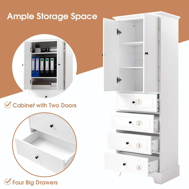 Storage Cabinet with 2 Doors and 4 Drawers