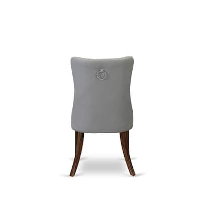 East West Furniture Dining Table Set Contains a Round Kitchen Table and Upholstered Chairs, Antique Walnut (Pieces Options)
