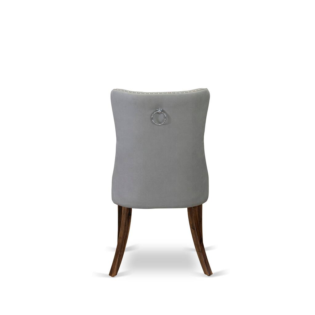 East West Furniture Dining Table Set Contains a Round Kitchen Table and Upholstered Chairs, Antique Walnut (Pieces Options)