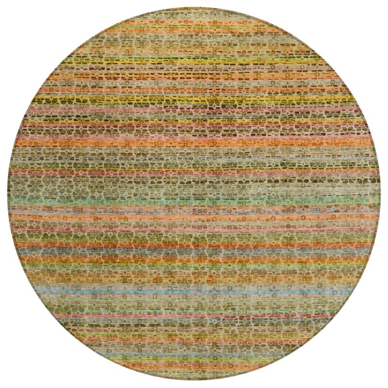 Machine Washable Indoor/Outdoor Transitional Striped Chantille Rug