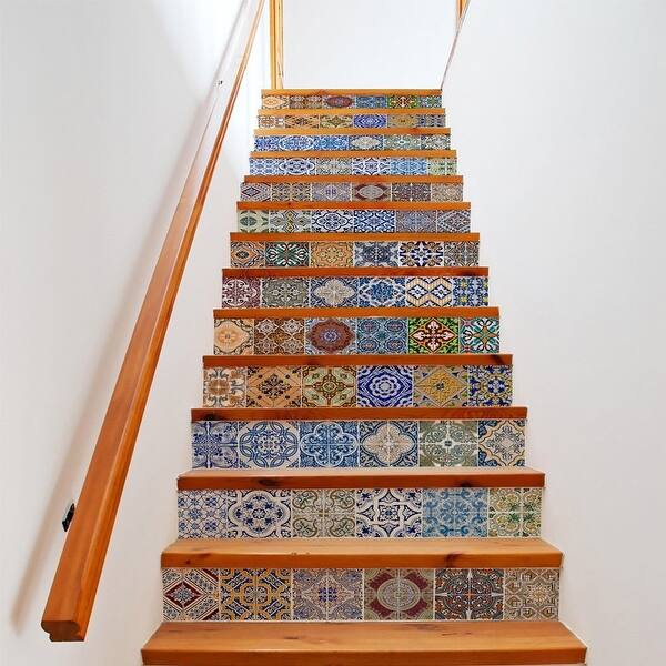 Shop Chezmax 3d Retro Pattern Stair Risers Stickers Set Staircase