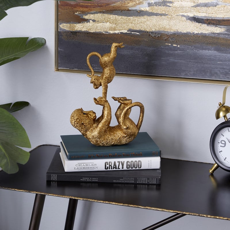 Polystone Monkey Decorative Sculpture - Gold - Roche River Decor