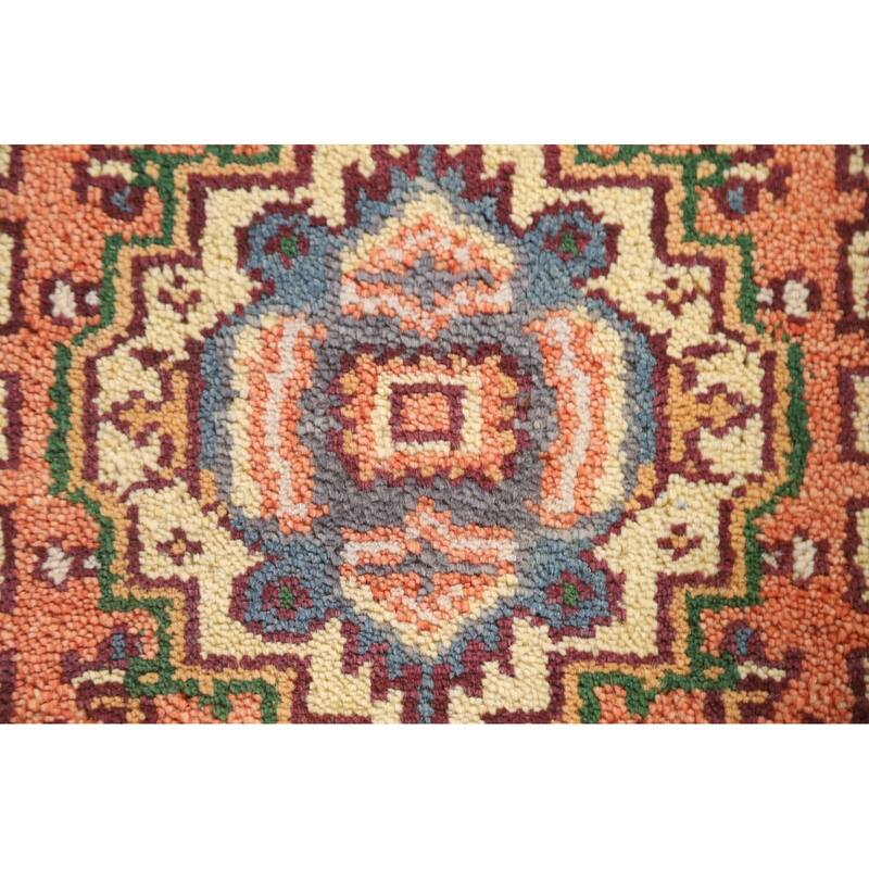 Hand Knotted Oriental 100% Wool Carpet Traditional Medallion Oranges & Rust Heriz (serapi) Area Rug - 3' 0'' X 2' 0''