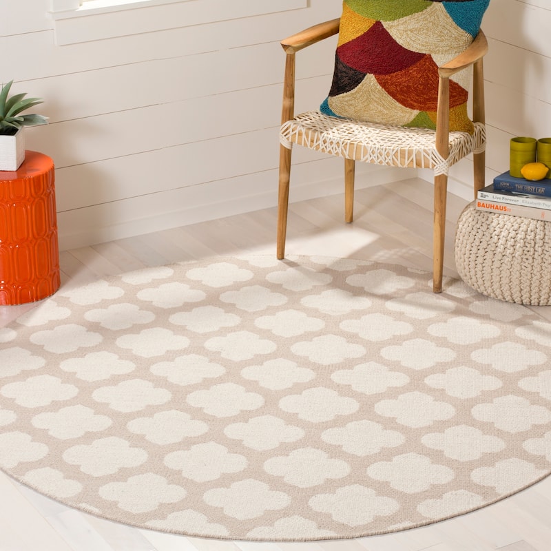 SAFAVIEH Handmade Flatweave Montauk Warwick Casual Cotton Rug - 6' Round - Grey/Ivory
