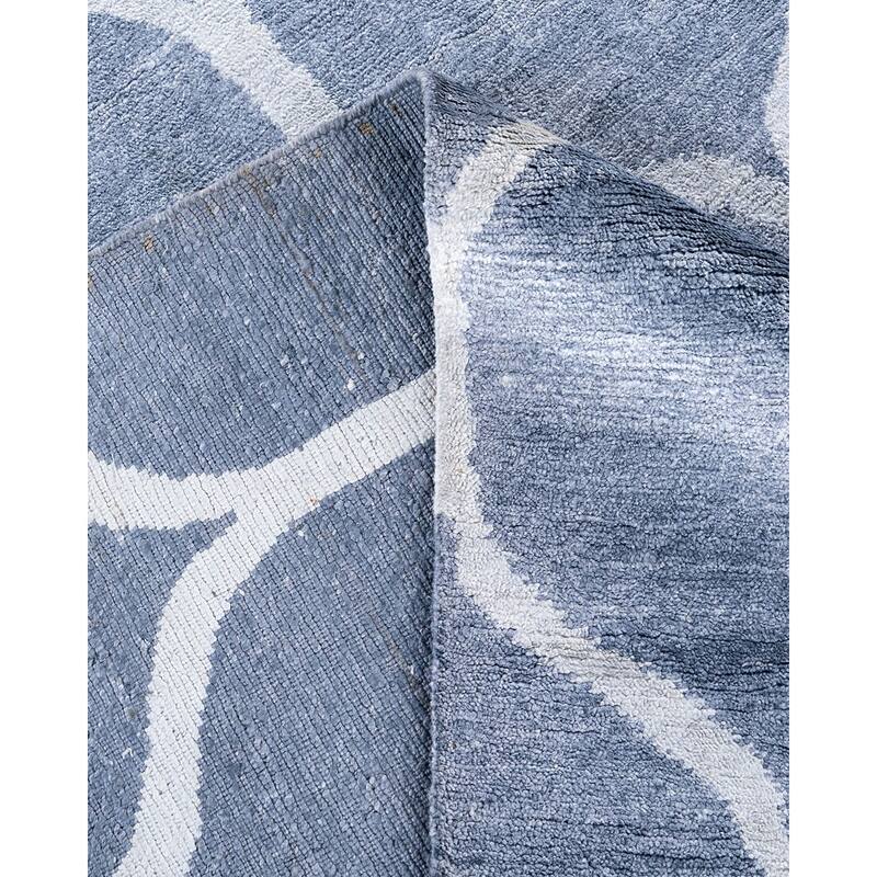 Modern One-of-a-Kind Hand-Knotted Area Rug, Blue - 8' 2" x 10' 1"