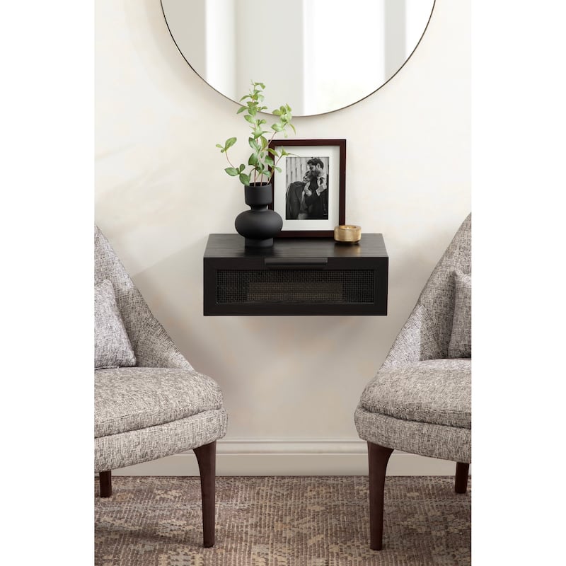 Kate and Laurel Ori Floating Side Table Rattan